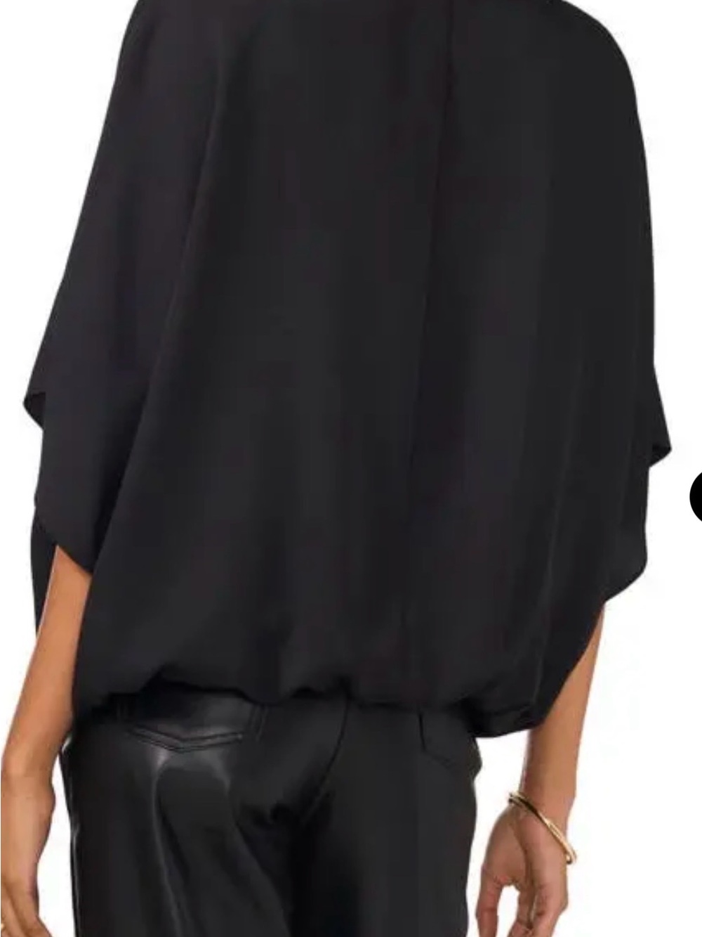 Vince Camuto Black Crepe de Chine Bubble Dolman Sleeve Top XL - Picture 4 of 11